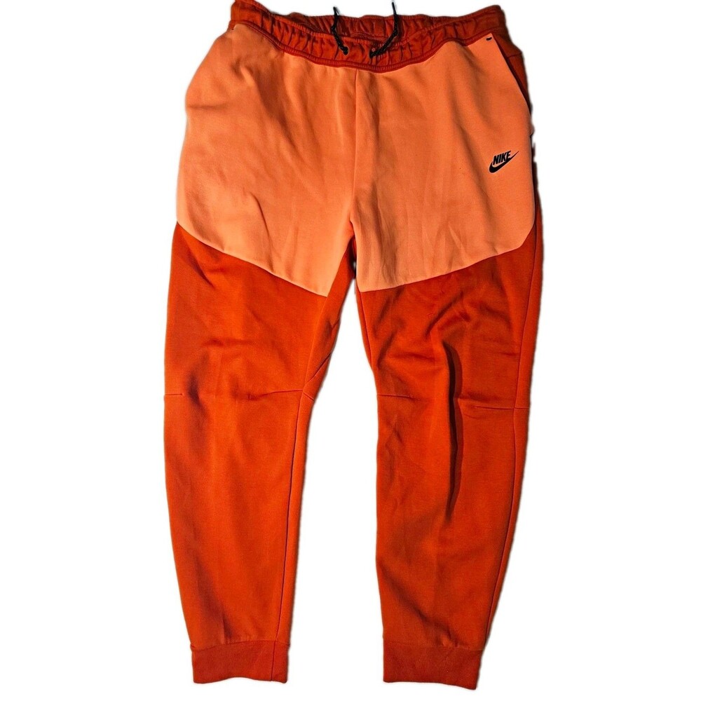 Nike Men’s 3xL Orange Polyester Jogger Pants Tapered Drawstring Pockets